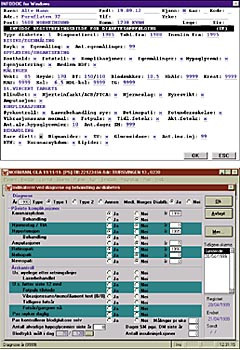 Figur 2    Diabetesregistreringsbilder slik de fremst&aring;r i l&oslash;sningene fra a) Infodoc AS og  b) Legedata AS