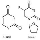  Figur 3    Kjemisk struktur for uracil og tegafur