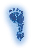 Ftavtrykk tatt av Katarina da hun var 14 dager gammel, naturlig st&oslash;rrelse