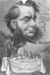 Karikatur av Huxley som leder av Londons skolekommisjon. Han satte naturvitenskap p&aring; skoleplanen og foreslo h&oslash;ytlesning av&hellip;