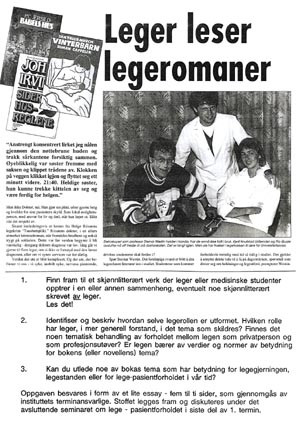 Figur 2    Faksimile fra en omtale i den lokale Universitetsavisa av opplegget &rdquo;Leger i litteraturen&rdquo;, som var et element i&hellip;