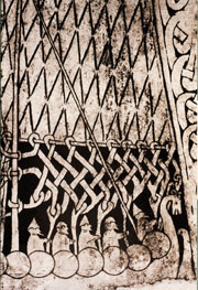 Figur 6   Detalj fra en av de mange gotlandske bildesteiner (16). Denne steinen er bare &eacute;n av mange som viser seilende&hellip;