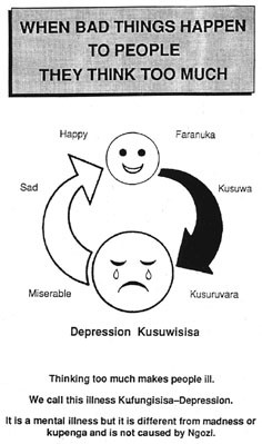 Figur 1   Forsiden av en trykksak utgitt av ZIMNAMH for &aring; beskrive depresjon med ord brukt i tradisjonell medisin, men som&hellip;