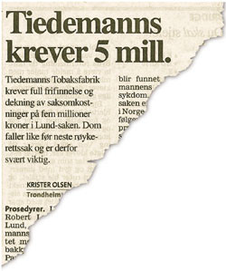 Robert Lund-saken og Storvandsaken har mange likhetspunkter. Faksimile Aftenposten 21.2. 2002.
