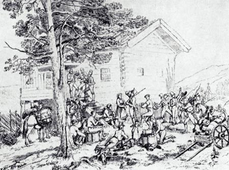 Skysstasjoner og gjestgiverier var sentrale steder for smittespredning utover p&aring; bygdene i Telemark. &laquo;Hjemvendende rekrutter&hellip;