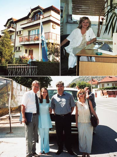 S&aring; vidt luft i FN-flagget utenfor WHO-hovedkvarteret i Skopje, med finske Jukka Pukkila bak porten. Til h&oslash;yre:&hellip;