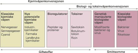 Trusselspekteret av kjemiske v&aring;pen, biologiske v&aring;pen og toksinv&aring;pen og hvilke internasjonale konvensjoner som regulerer disse