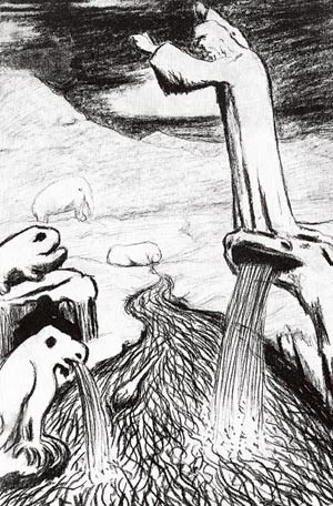 Figur 4  Carl Fredrik Hill, Profet i urtidslandskap, udatert etter sykdomsutbruddet. Nationalmuseum, Stockholm