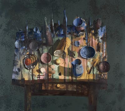 Et halvspist br&oslash;d er blitt liggende igjen etter et m&aring;ltid. Maleriet henger p&aring; ventev&aelig;relset til Lipidklinikken,&hellip;