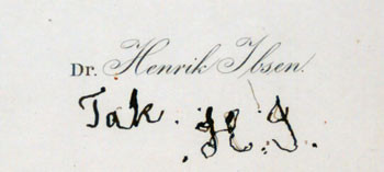 Figur 2  Det siste skriftstykket fra Ibsens h&aring;nd, 14.2. 1904. Det skal ha kostet ham flere dagers anstrengelse (5)&hellip;