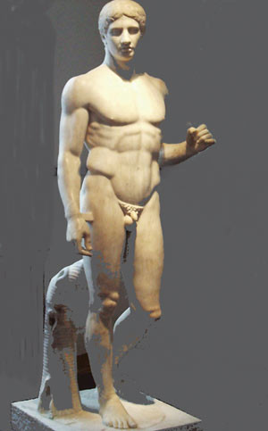 Figur 5  Doryphoros, ca. 440 f.Kr. Det arkeologiske nasjonalmuseum i Napoli. Foto Einar J. Berle