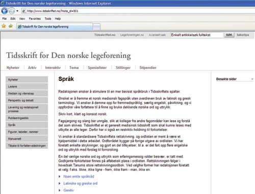 Figur 2  Ordlisten. www.tidsskriftet.no/?nota_id=501