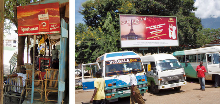 Til venstre: Sigarettreklame p&aring; en kiosk i byen Morogoro. Som alle reklameplakater hadde ogs&aring; denne en helseadvarsel, men&hellip;