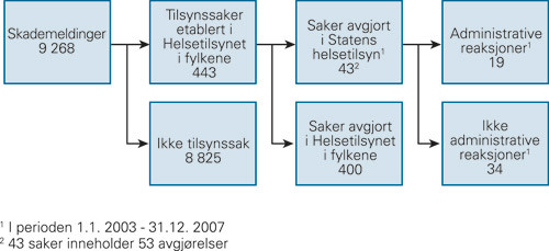 Figur 3  Oppf&oslash;lging av skademeldinger i perioden 1.7. 2002&ndash;30.6. 2007