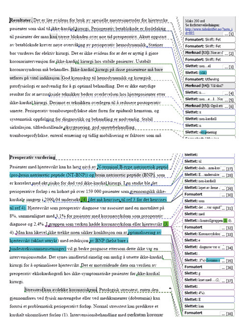 Figur 1  Eksempel p&aring; redaksjonelle markeringer gjort i manuskriptet ved f&oslash;rste gangs redaksjonell tilbakemelding p&aring;&hellip;