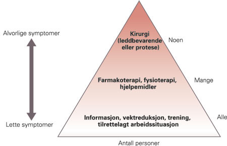 Figur 4  Tiltakspyramide ved artrose, etter Lohmander og medarbeidere (22)