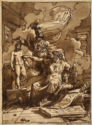 Figur 1  Prometheus har modellert sitt menneske i leire, mens Athene holder sommerfuglen over skapelsens hode. Det greske&hellip;