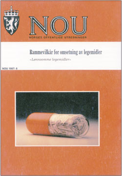 Forsiden til Str&oslash;m-utvalgets innstilling (1996) etterlot ingen tvil om at piller dreide seg om penger (12)