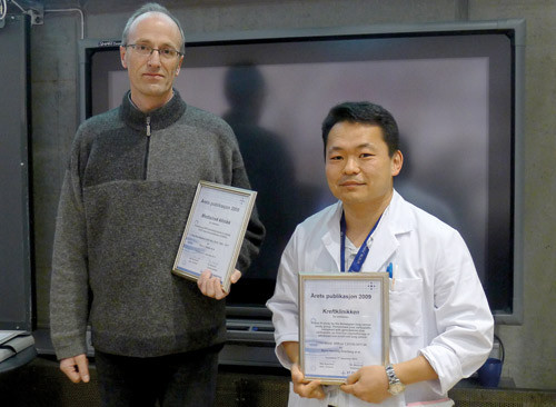 Bj&oslash;rn Henning Gr&oslash;nberg og Stein Hallan. Foto Astrid Haugen, St. Olavs hospital