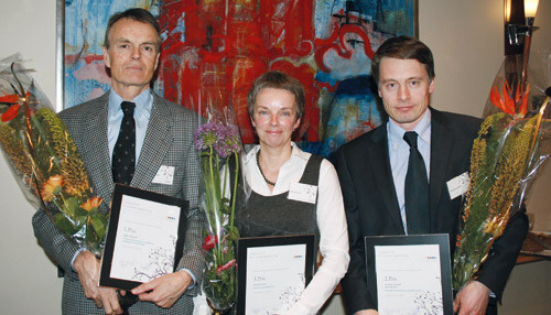 Prisvinnerne. Fra venstre Robin Holtedahl, Marianne Holm og Christian Rushfeldt. Foto Emma Dalby
