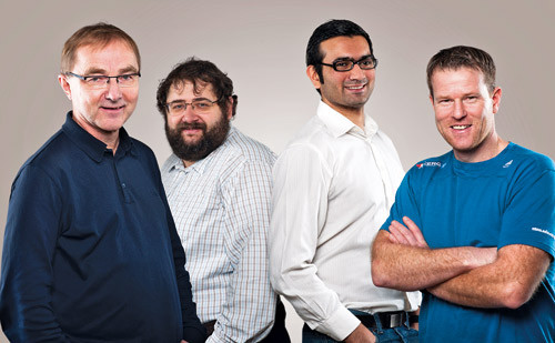 De fire artikkelforfatterne. Fra venstre Lars J. Vatten, Imre Janszky, Javaid Nauman og Ulrik Wisl&oslash;ff. Foto Lars Berre