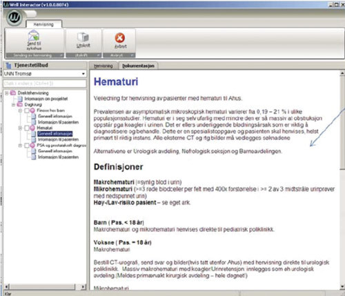 Figur 2  Eksempel p&aring; beslutningsst&oslash;tte for henvisning til spesialisthelsetjenesten i fastlegens elektroniske&hellip;