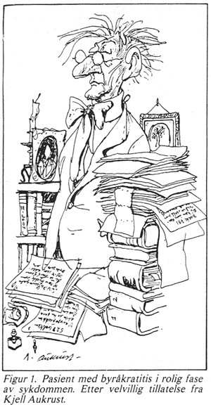 Figur 1.  Pasient med byr&aring;kratitis i rolig fase av sykdommen. Etter velvillig tillatelse fra Kjell Aukrust.