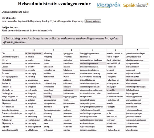 Fra nettsiden Svadagenerator