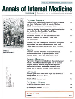 Artikkelen ble e-publisert 13.11. 2012 i Annals of Internal Medicine (www.annals.org) som regnes som en av de &laquo;fem store&raquo;&hellip;