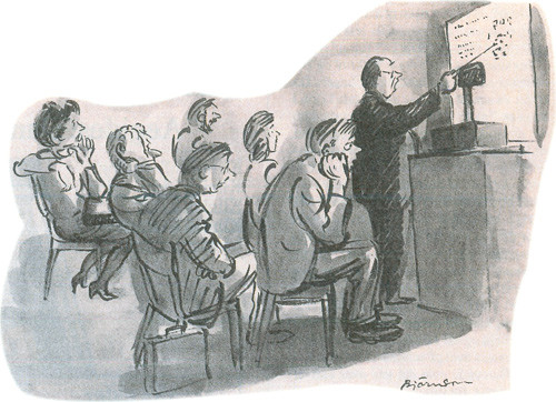 Enkelte foredragsholdere er s&aring; fjetret av sine bilder at de likegodt vender seg fra forsamlingen og snakker til lerretet&hellip;