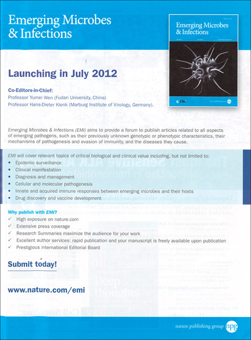 Figur 1  Et nytt tidsskrift innen feltet &laquo;sykdommer p&aring; fremmarsj&raquo; er Emerging Microbes and Infections som ble lansert&hellip;