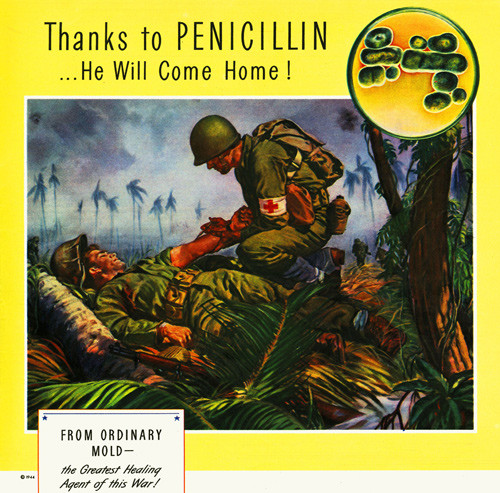 Figur 2  Reklameplakat for penicillin fra den annen verdenskrig (1944). Foto: Image Courtesy of The Advertising Archive