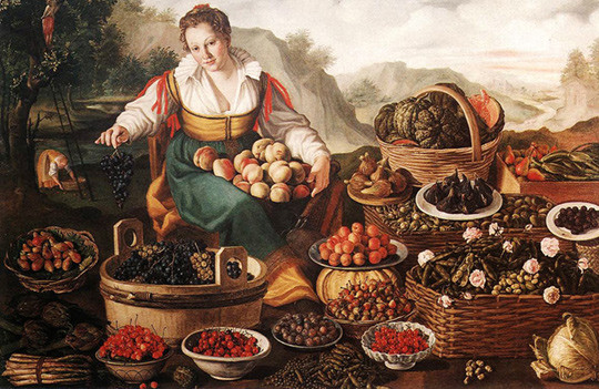 Kan man seponere frukt? Fruktselgeren (La Fruttivendola) malt av Vincenzo Campi (1536&thinsp;&ndash;&thinsp;91) omkring 1580. Pinacoteca di&hellip;