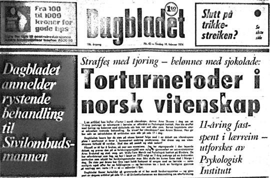 Figur 1  Dagbladets forside 19. februar 1974
