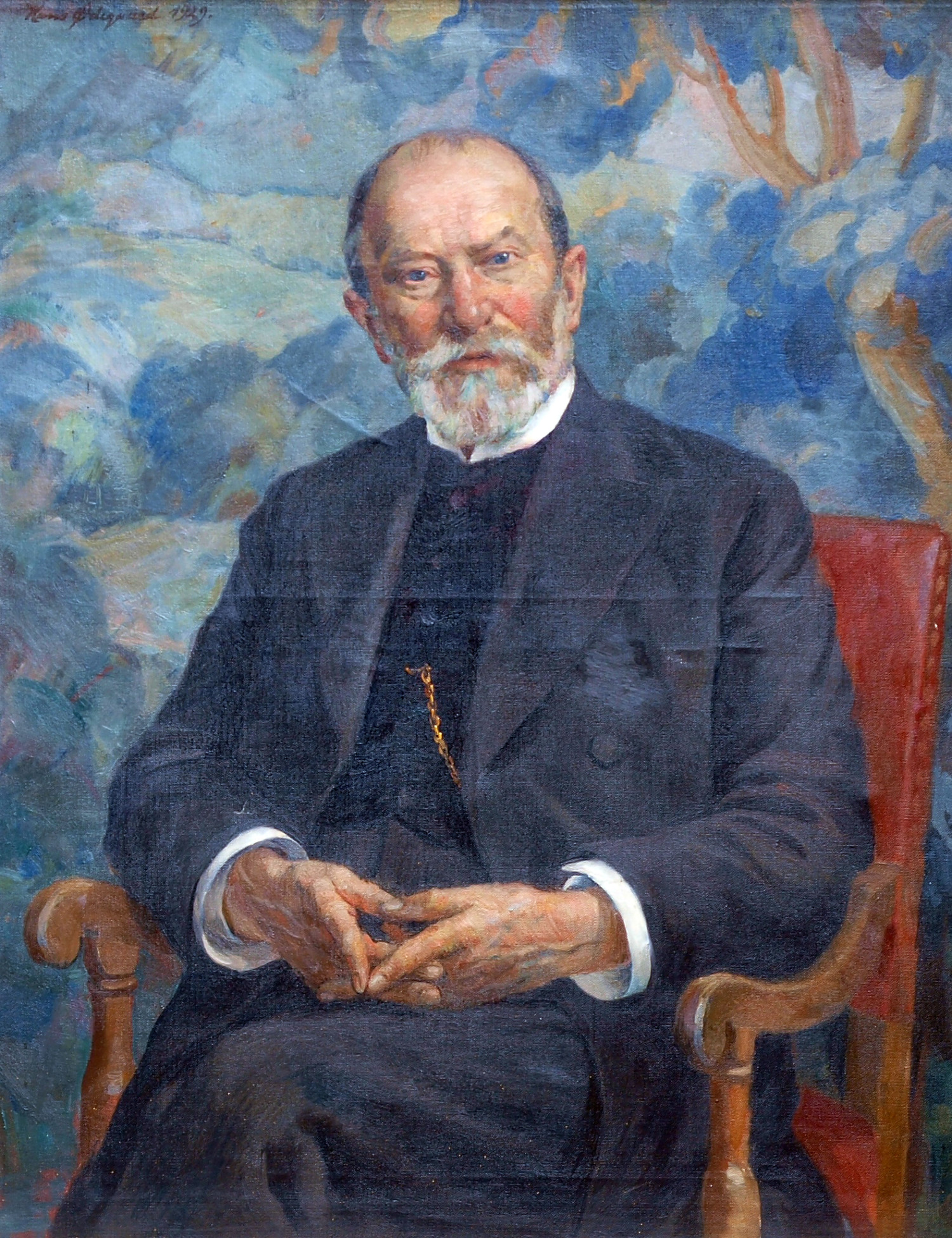 Figur 3 Professor S&oslash;ren Bloch Laache (1854-1941), malt av Hans &Oslash;degaard (1876-1943). Foto: &Oslash;ivind Larsen