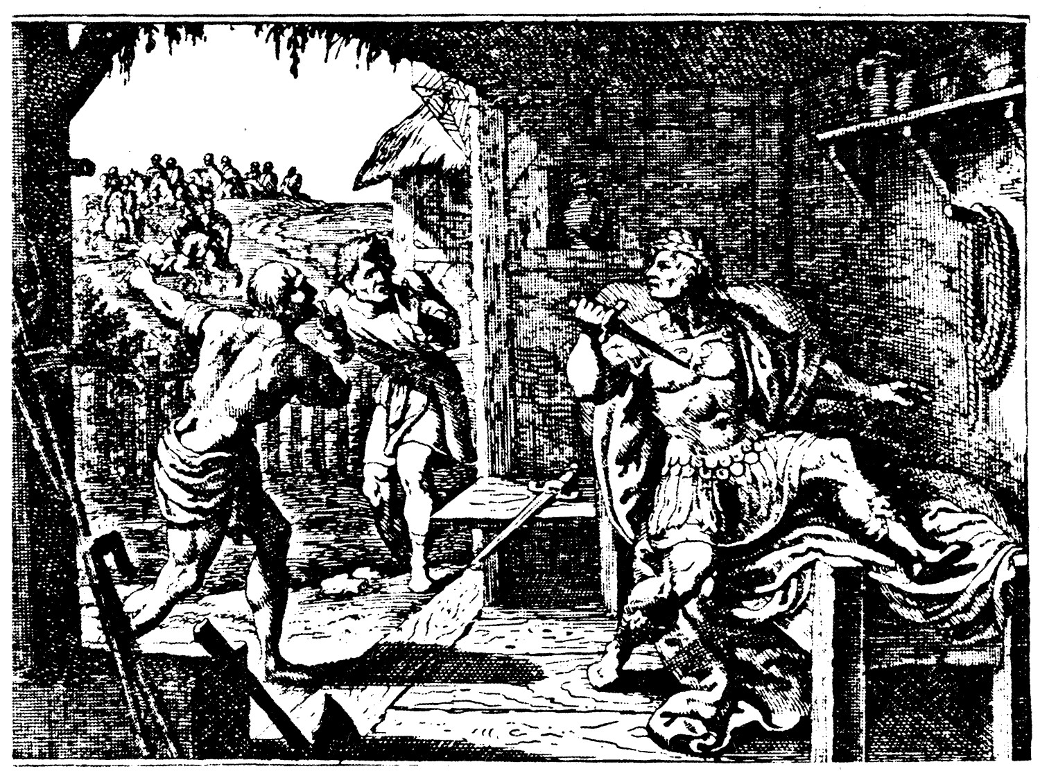 Figur 7 Kejsar Neros sj&auml;lvmord. Ur Joh. Lud. Gottfridi. Historische Chronica mit Kupfferst&uuml;cken. Skurna av Matthaeum&hellip;