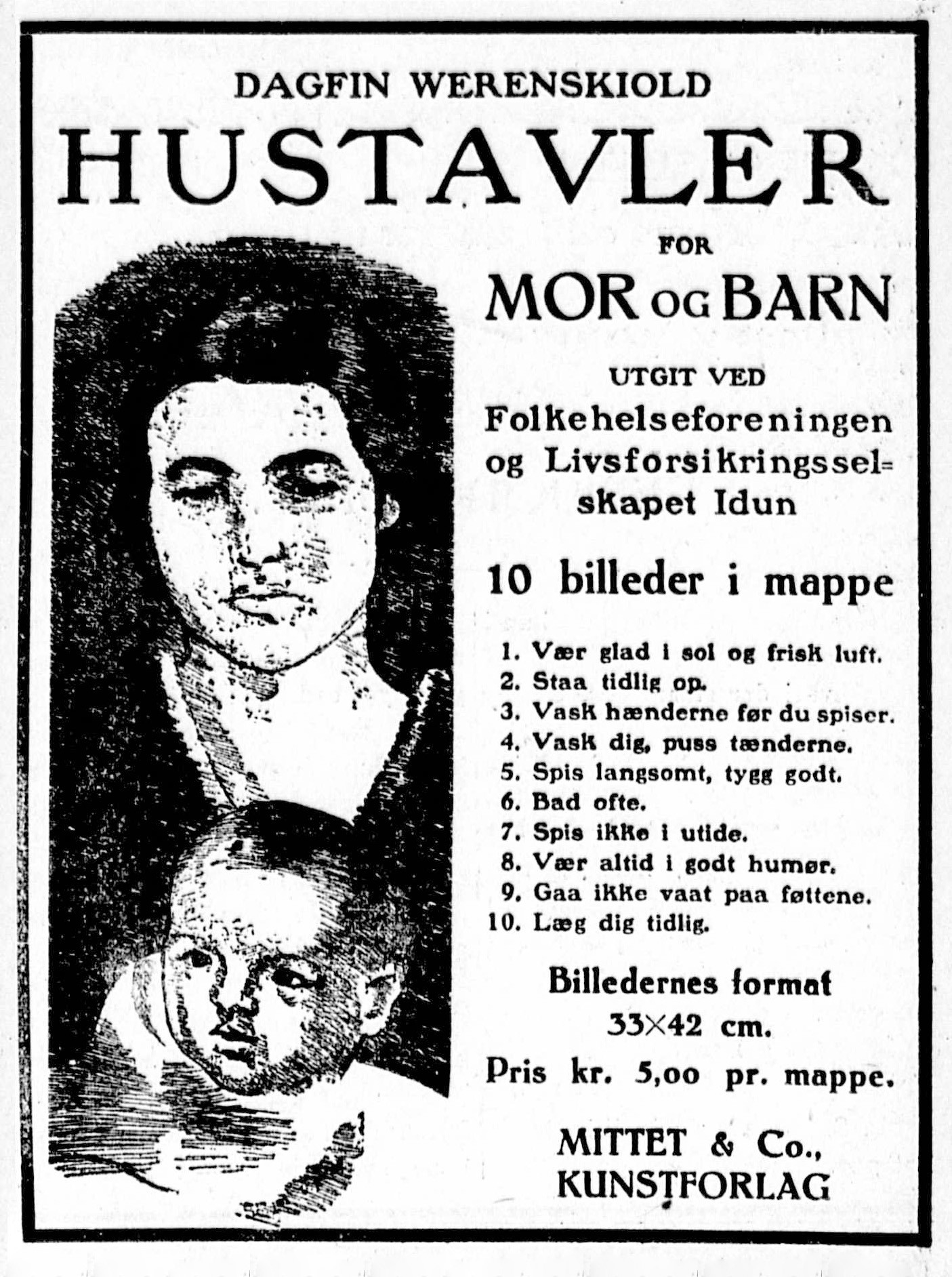 Figur 5 Folkehelseforeningen rykket inn en annonse for hustavlene i Aftenposten 19.12.1923. Julehandelen var godt i gang. &copy;&hellip;