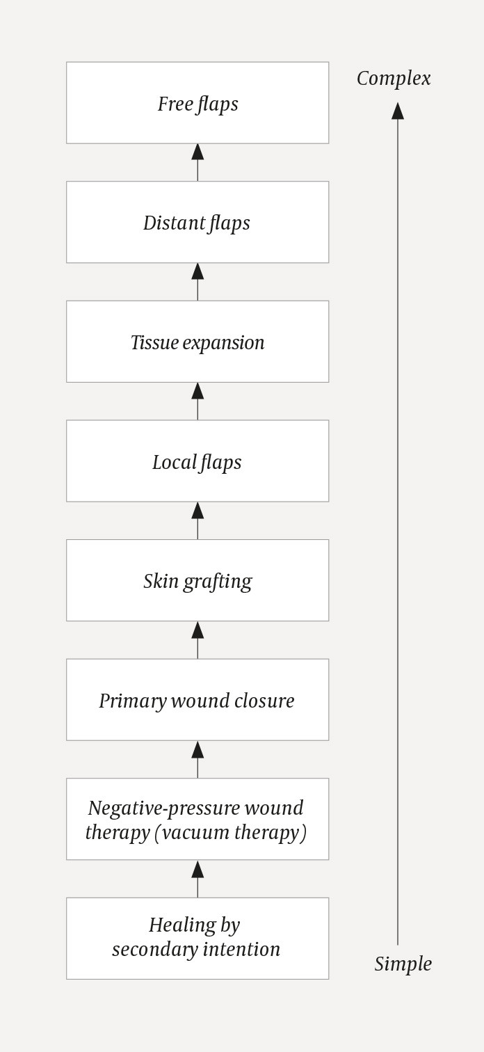 Figure 1 The reconstructive ladder is a principle within reconstructive surgery (1) which aims to achieve the best possible&hellip;