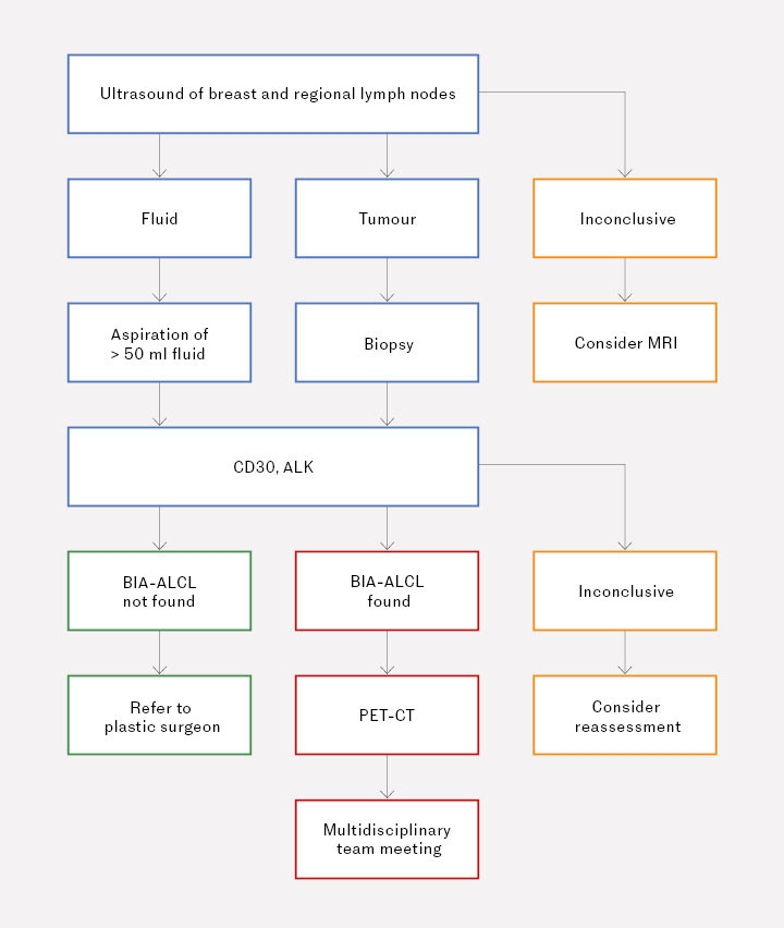 Figure 2 Flowchart for the diagnosis of suspected BIA-ALCL. The figure is based on the National Comprehensive Cancer Network&hellip;