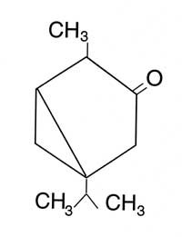 Den kjemiske formelen for tujon, virkestoffet i absint