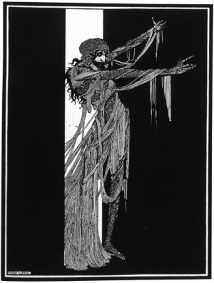 Figur 1  Lady Madeline i The fall of the house of Usher. Illustrasjon Harry Clarke. Foto Mary Evans, GV-press/Nordicphotos