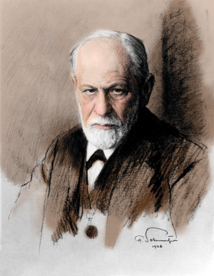 Portrett av Sigmund Freud, tegnet av Ferdinand Schmutzer i 1926. Foto: Science History Images / Alamy Stock Photo