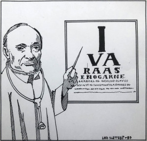 Ivar Aasen teikna av Lars Sletteb&oslash;.