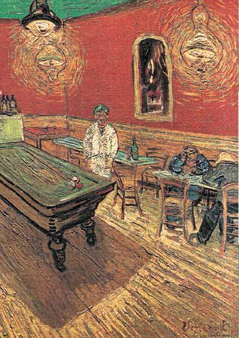 Figur 4  Vincent van Gogh. Fragment av Nattkaf&eacute; i Arles, 1888. Originalen finnes i kunstgalleriet ved Yale-universitetet i&hellip;
