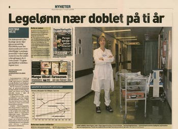 &laquo;Legel&oslash;nningene har vokst langt raskere enn for andre yrkesgrupper&raquo; stod det &aring; lese i Dagens N&aelig;ringsliv 22. juli. Faksimile