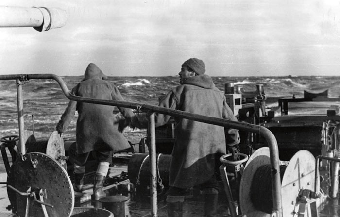 The Norwegian Navy in rough weather in the arctic sea: after-deck with depth charges. Illustrative photograph&copy; courtesy of&hellip;