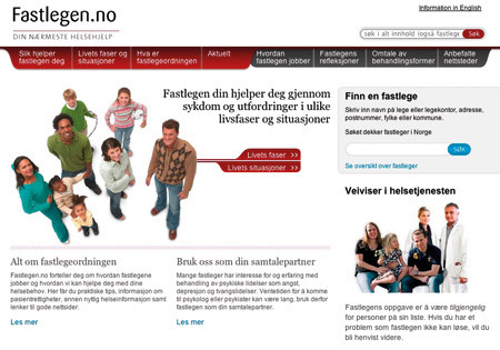 &Aring;pningssiden til fastlegen.no.