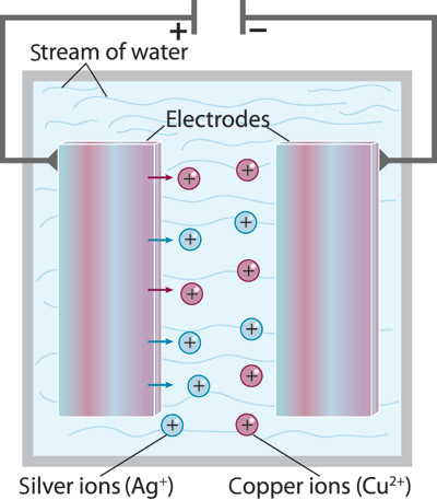Figure 2  Passing direct current through silver and copper electrodes that are immersed in water causes the release of&hellip;