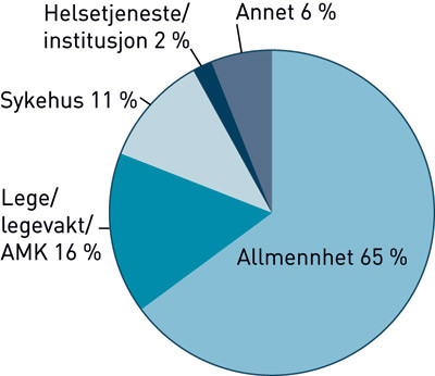 Figur 2  Oversikt over hvem som henvender seg til Giftinformasjonen. Tall fra Giftinformasjonens interne &aring;rsstatistikk for&hellip;