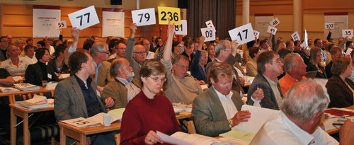 Mange viktige saker skal opp til votering under landsstyrem&oslash;tet. Her fra avstemningen under et tidligere landsstyrem&oslash;te&hellip;